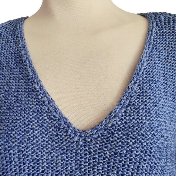 J.Jill Textured Open Weave Cotton Blend  Sweater Periwinkle Blue Size M - Picture 3 of 15